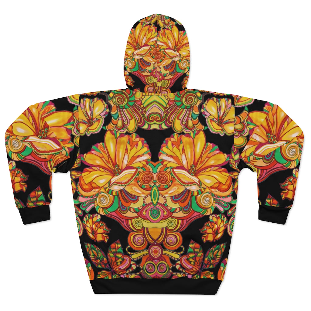 Artsy Florals Pullover Black Hoodie