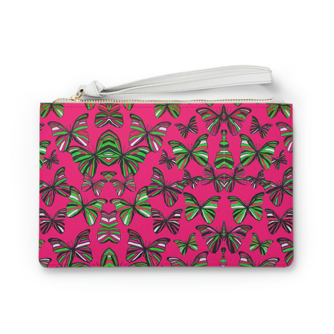 Hot Pink Butterfly Print Clutch Bag