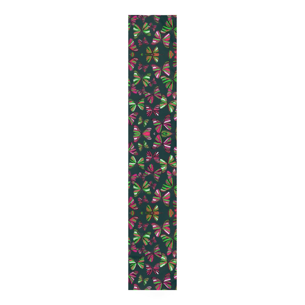 Butterflies Bottle Green Table Runner