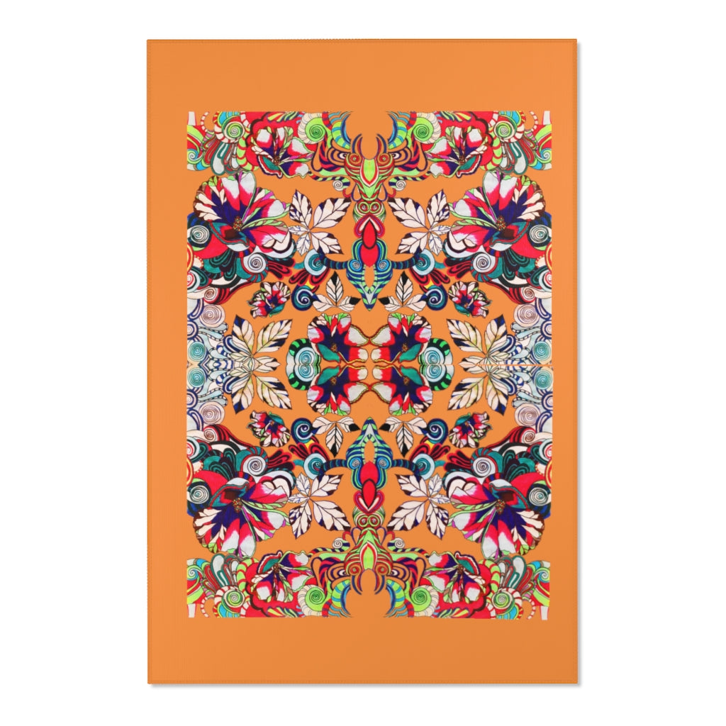 Artsy Floral Pop Peach Area Rug