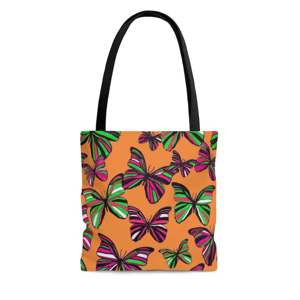 AOP Butterflies Peach Tote Bag