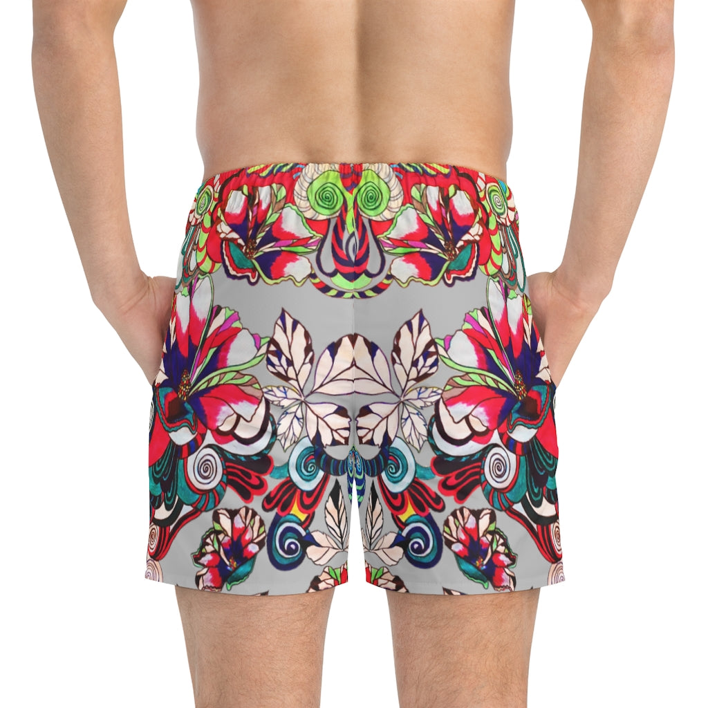 Graphic Florals Men's Slate Swimming Trunks