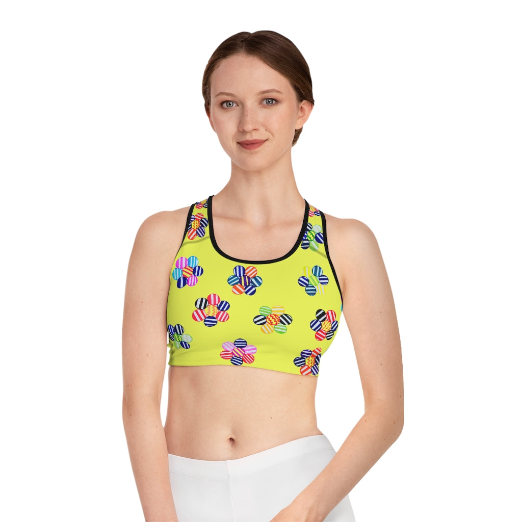 Canary Candy Florals (AOP) Sports Bra