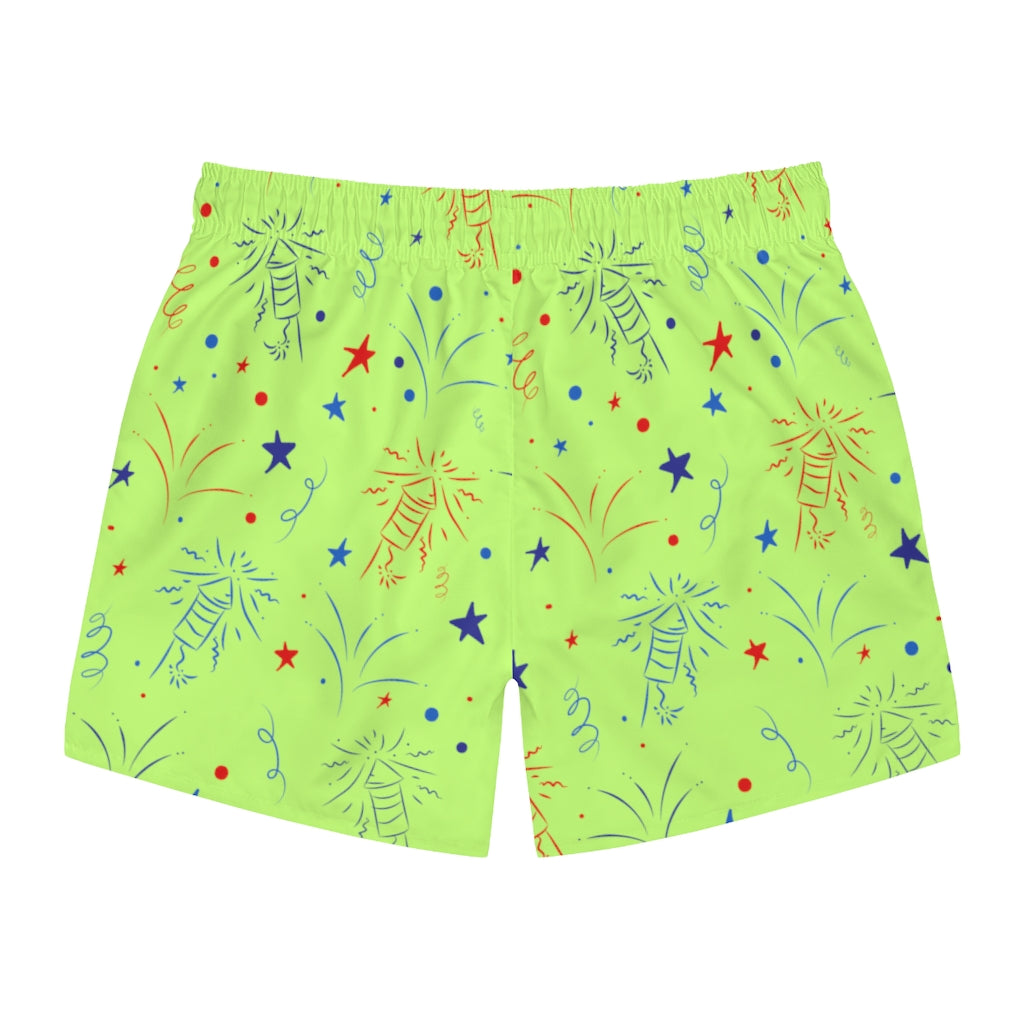 Men's Firecracker Lime Swimming Trunks
