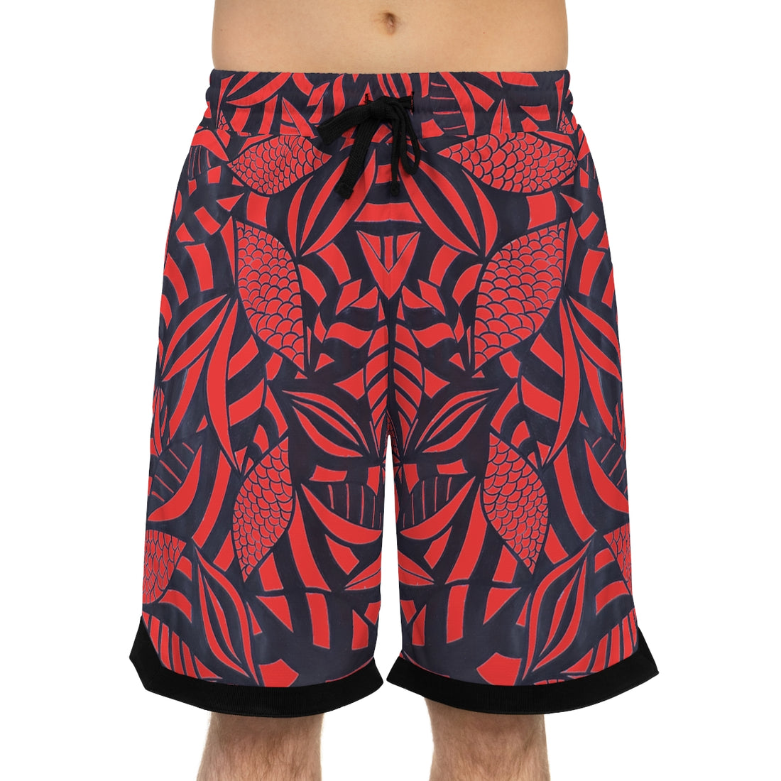 vermillion tropical print print basketball shorts