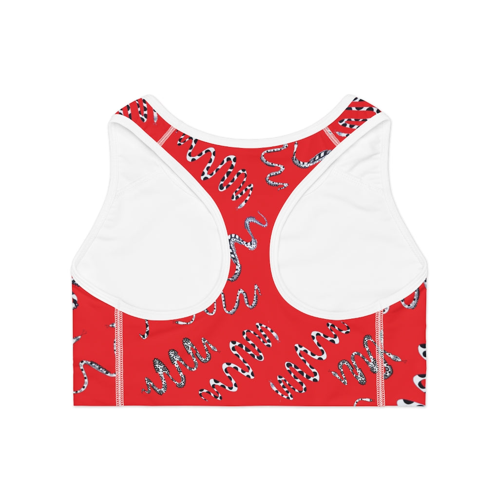 red snake print sports bra
