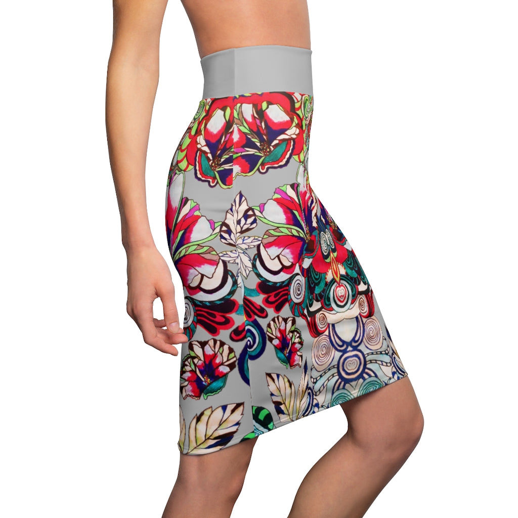 Floral Pop Slate Pencil Skirt
