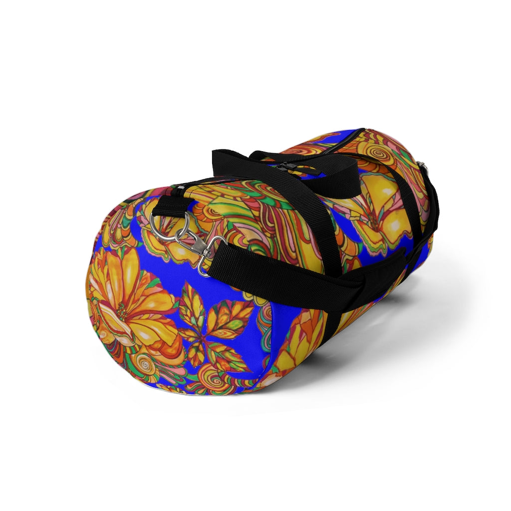 Artsy Floral Electric Blue Duffel Bag