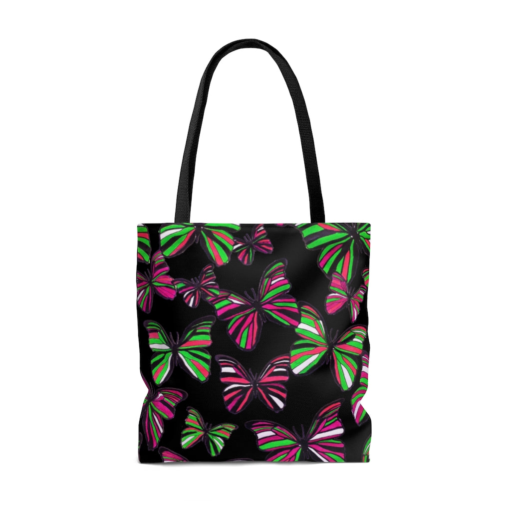 AOP Butterflies BlackTote Bag