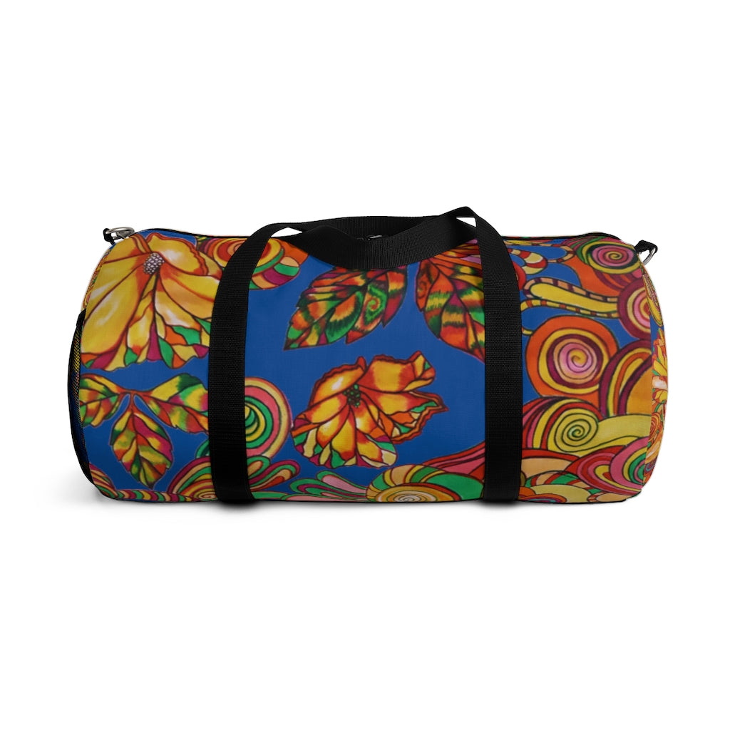 Artsy Floral Royal Blue Duffel Bag