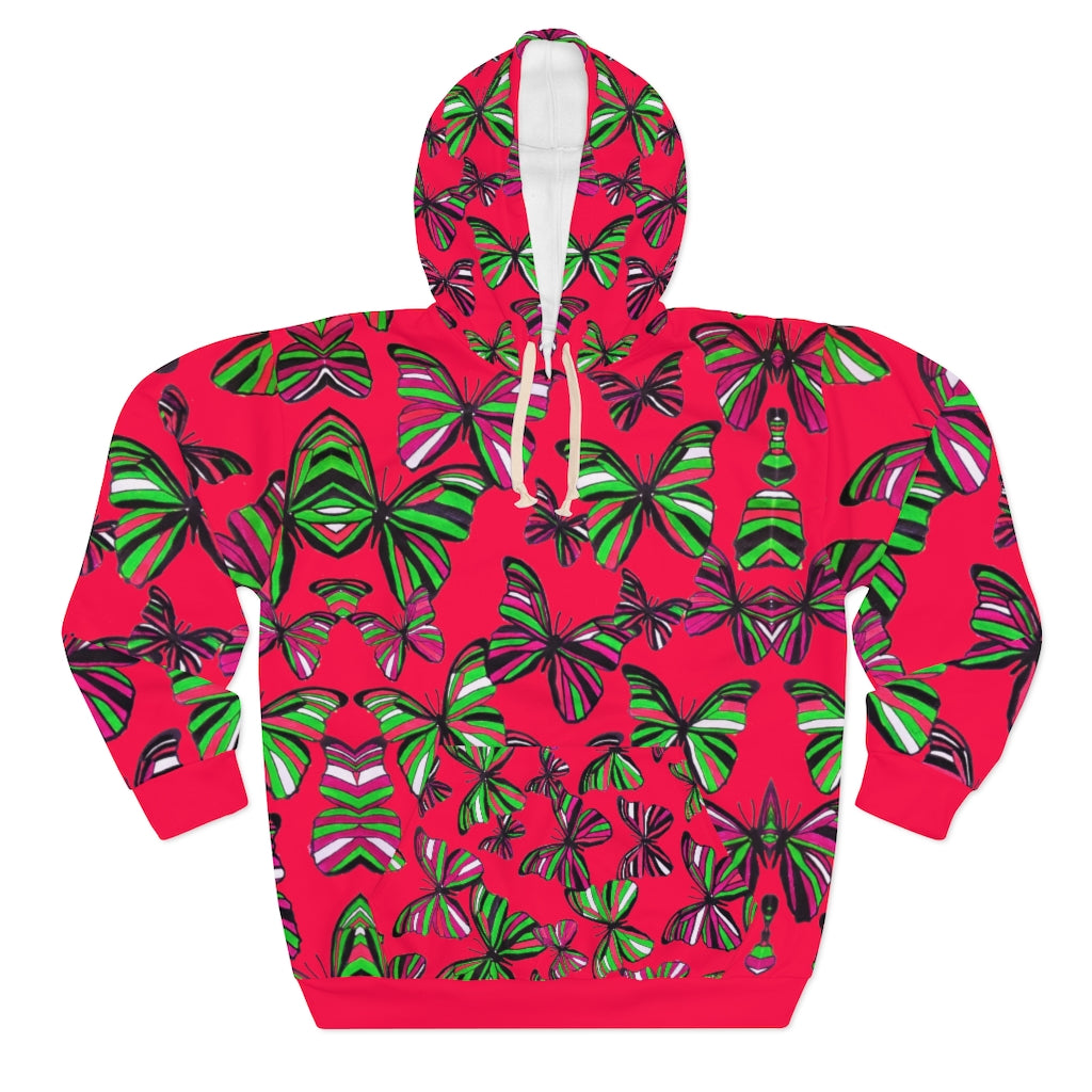 Butterflies Pullover Red Hoodie
