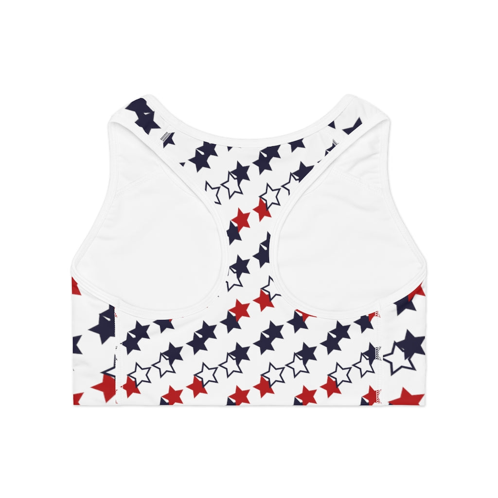 White Star Print (AOP) Sports Bra
