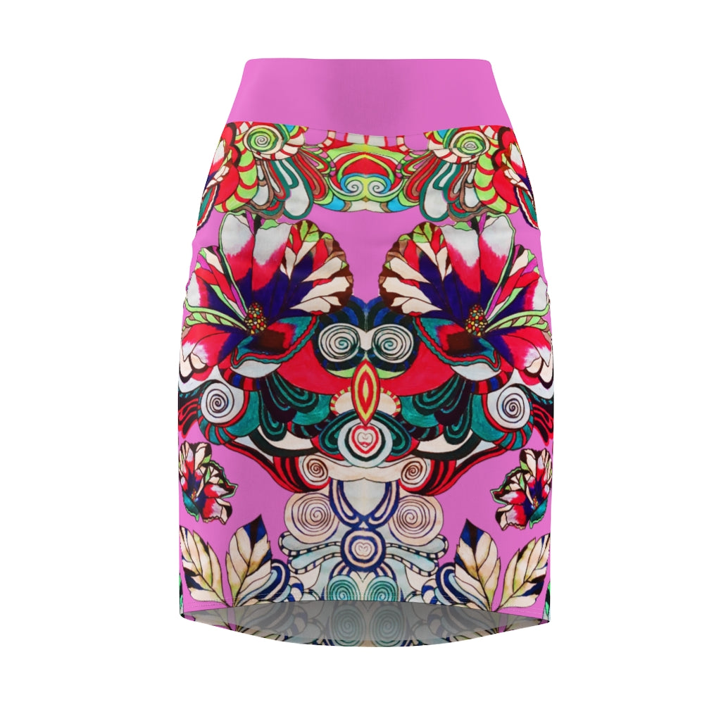 Floral Pop Rose Pencil Skirt