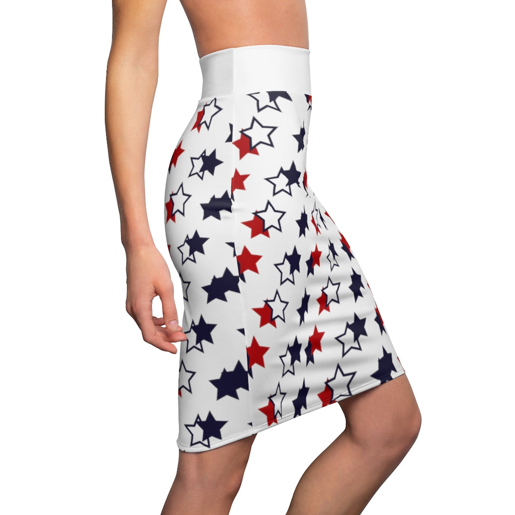 AOP Starry White Pencil Skirt