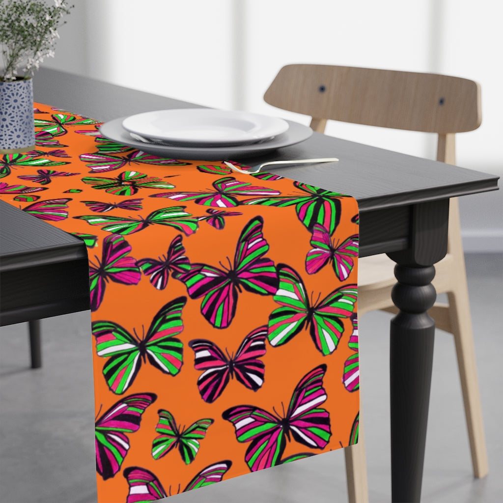 Butterflies Orange Table Runner