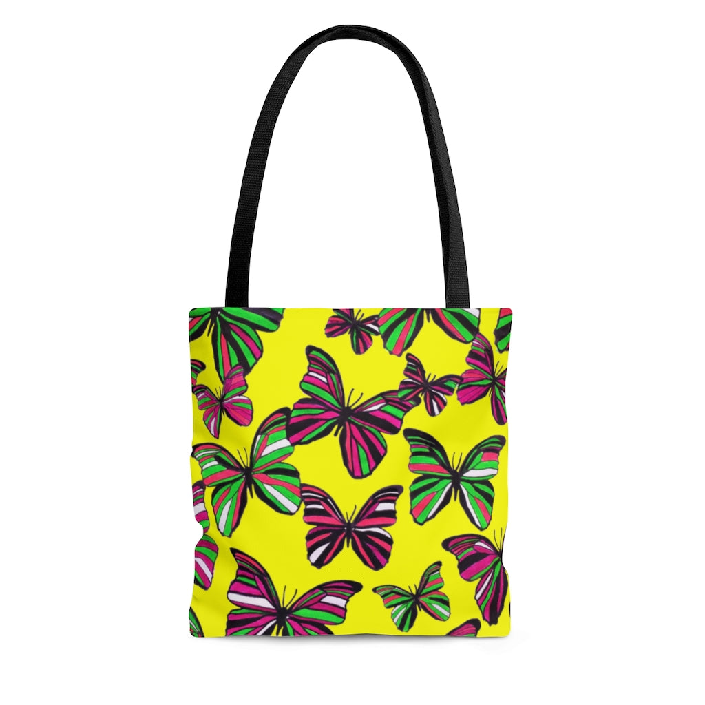 AOP Butterflies Canary Tote Bag