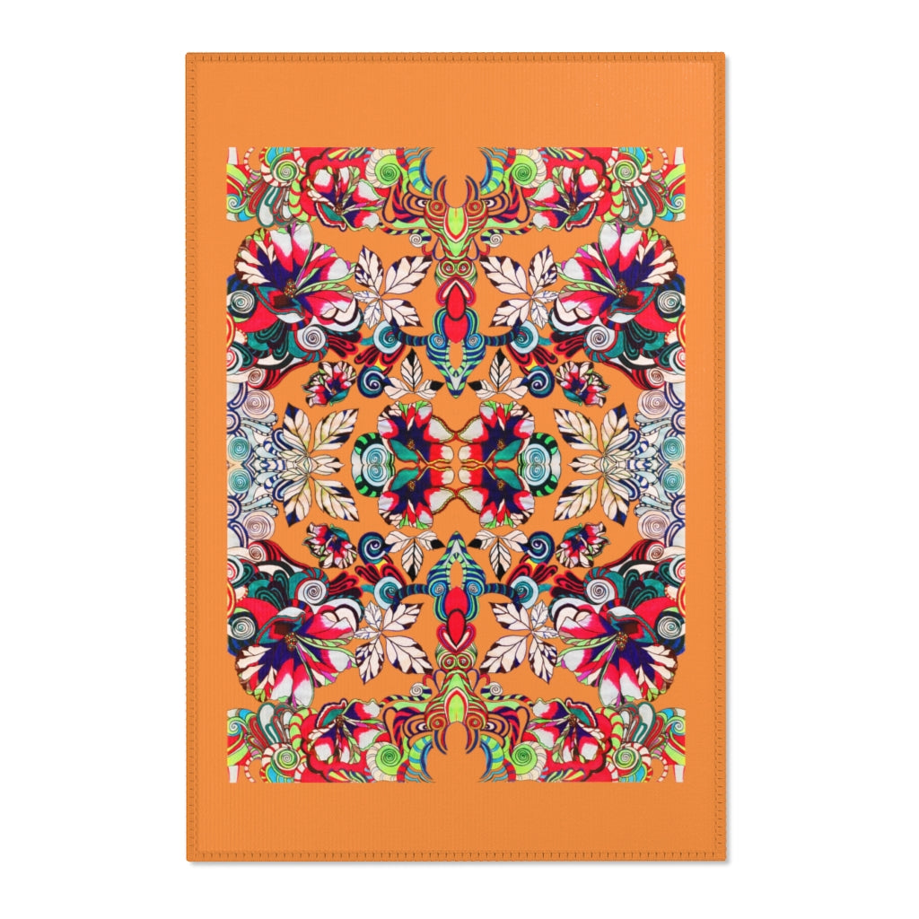 Artsy Floral Pop Peach Area Rug