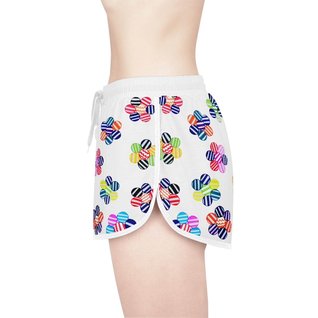 White Candy Florals Relaxed Shorts