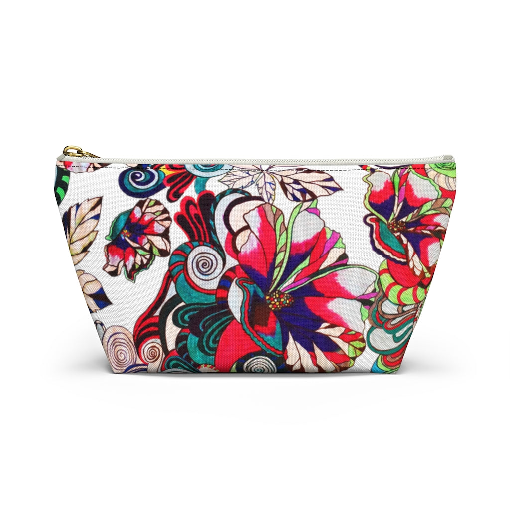 Floral Pop White Accessory Pouch
