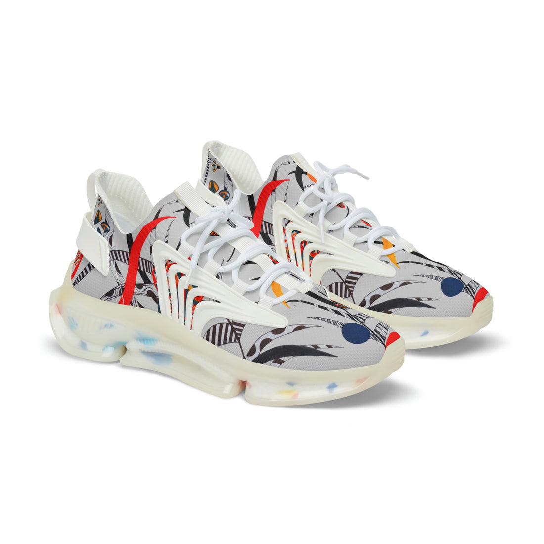 slate grey animal and floral print men's mesh knit sneakers