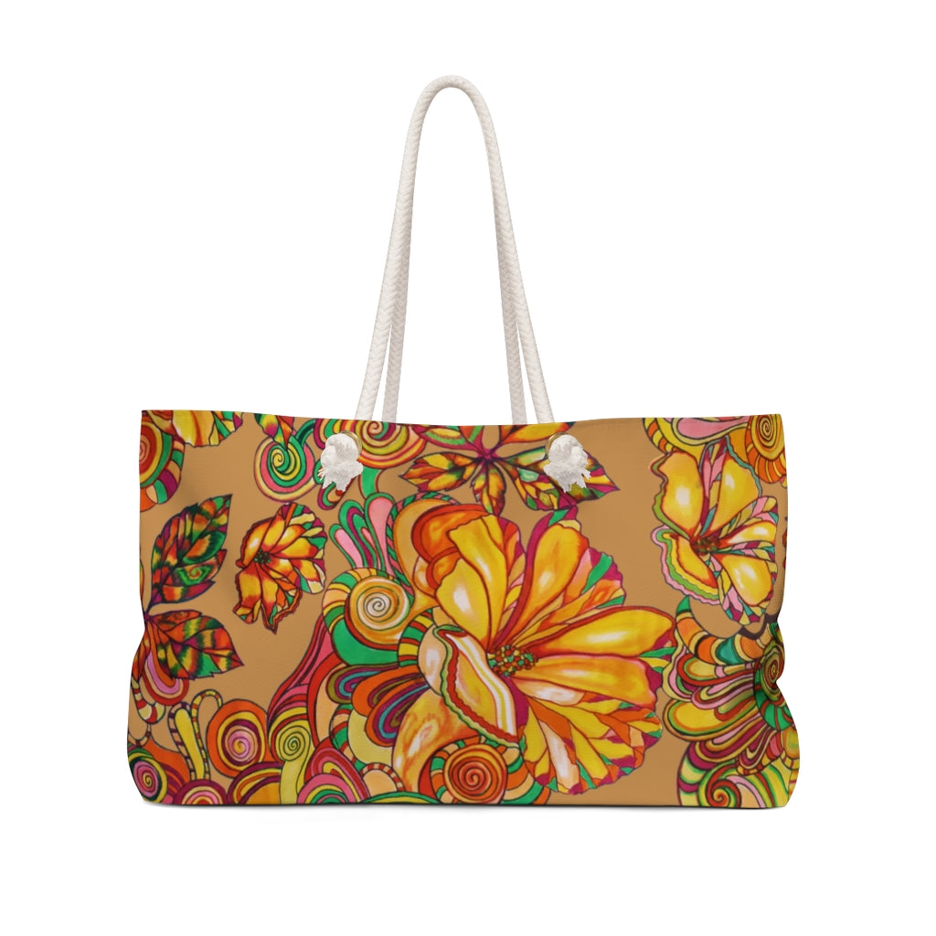 Artsy Floral Tussock Weekender Tote Bag