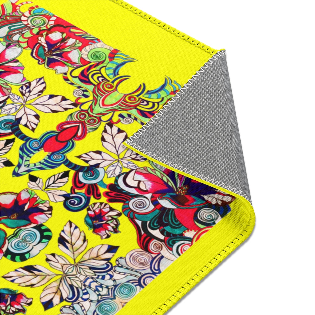 Artsy Floral Pop Canary Area Rug