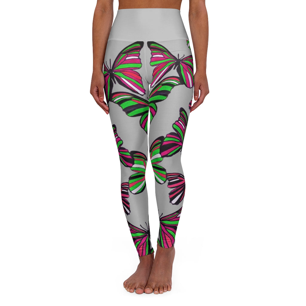 High Waisted Slate Butterfly Leggings