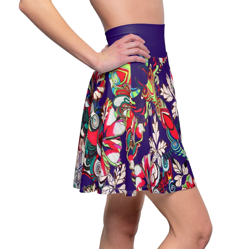 Graphic Floral Violet Skater Skirt