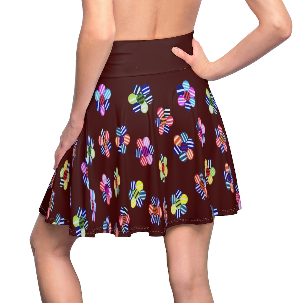 Marsala Candy Florals Skater Skirt