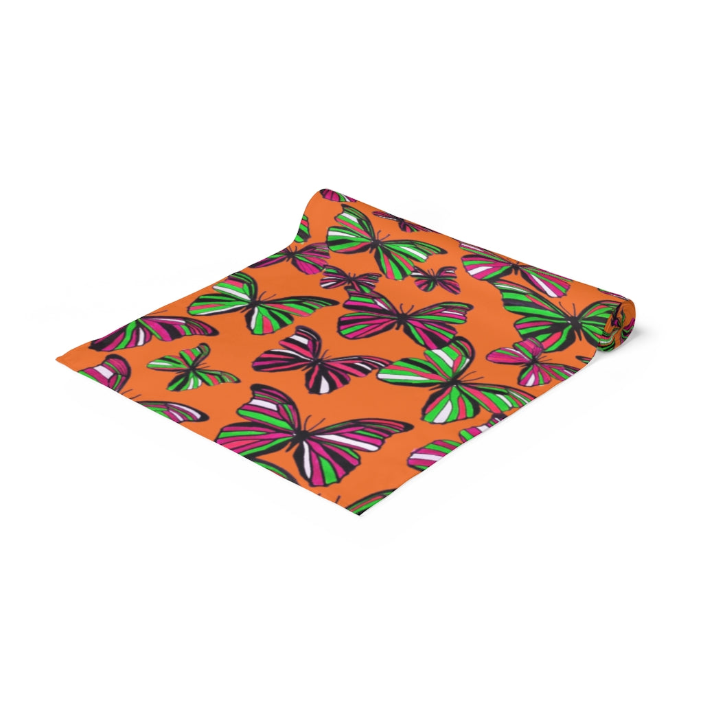 Butterflies Orange Table Runner