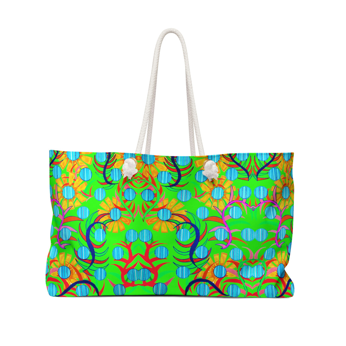Neon Green Sunflower Weekender Open Beach Tote Bag
