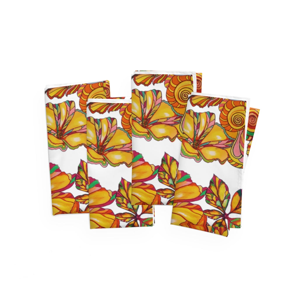 White Artsy Floral Napkin