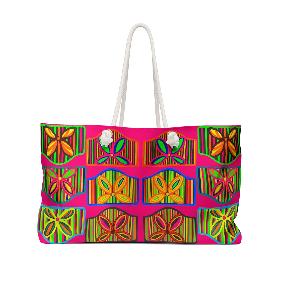 Hot Pink Deco Print Weekender Tote Bag