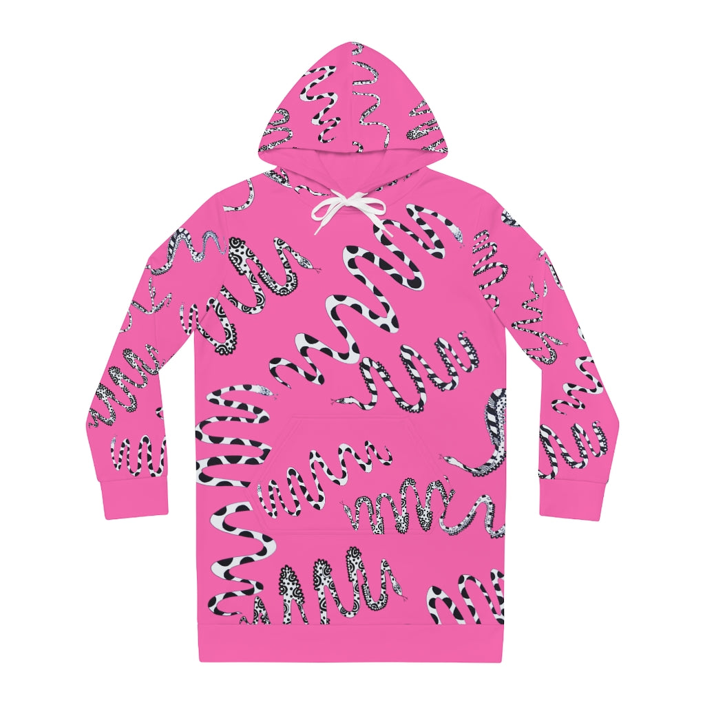 Rose Snake Print Hoodie Dress