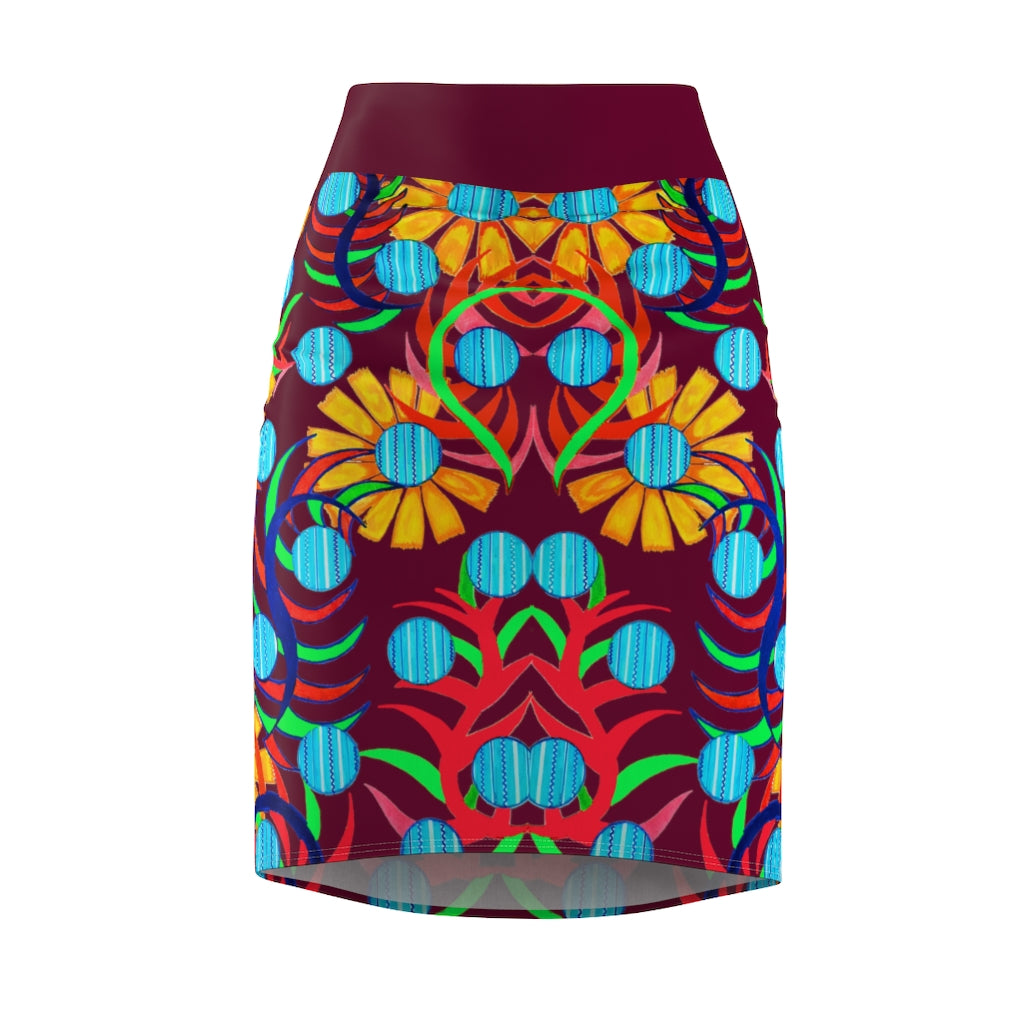 Sunflower Marsala Pencil Skirt