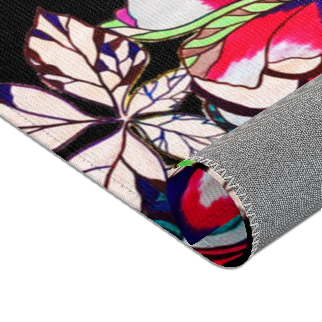 Artsy Floral Pop Black Area Rug