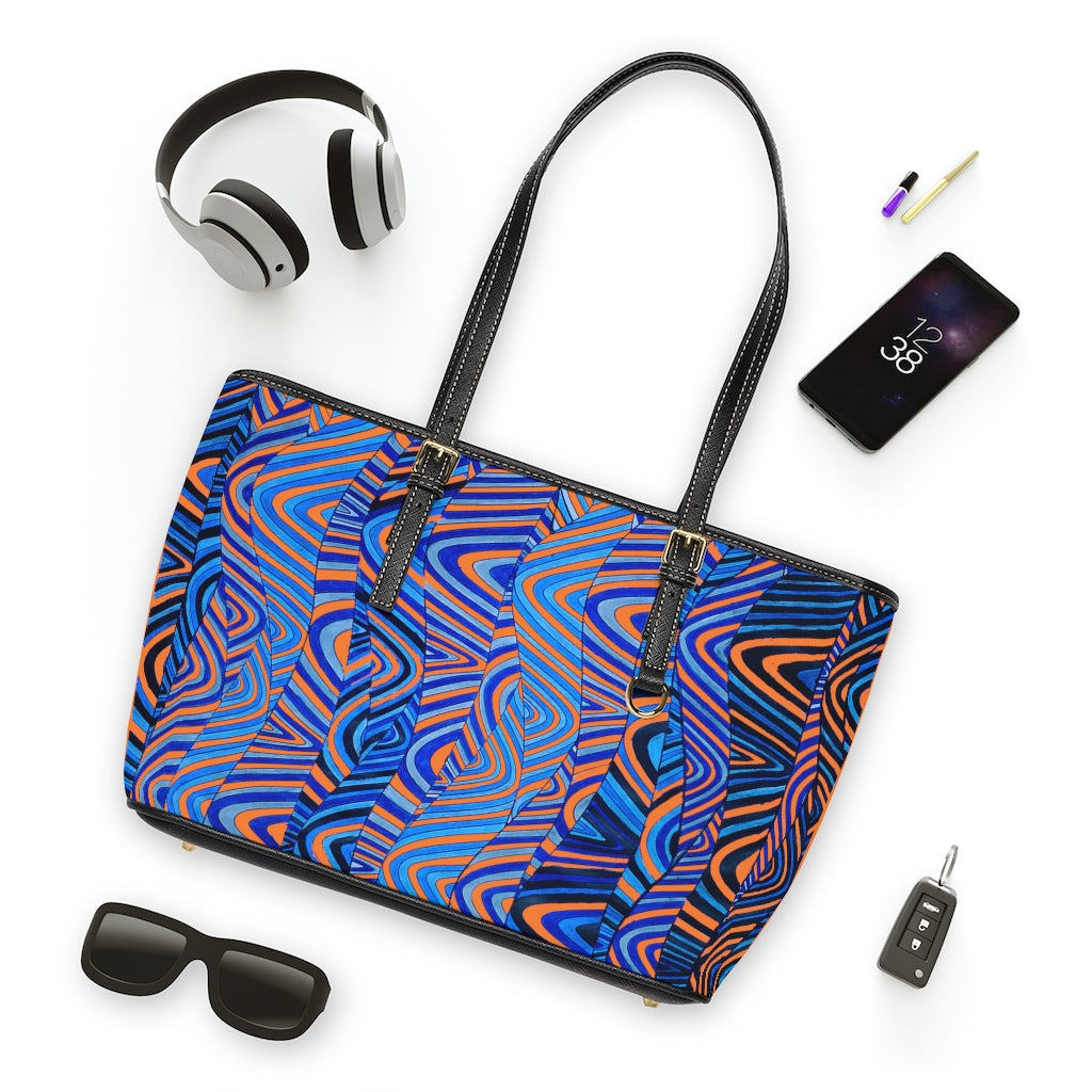 peach psychedelic print tote bag