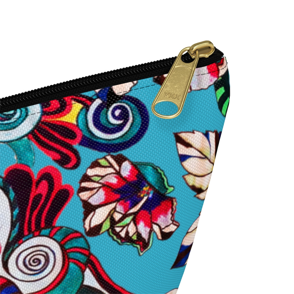 Floral Pop Aqua Accessory Pouch