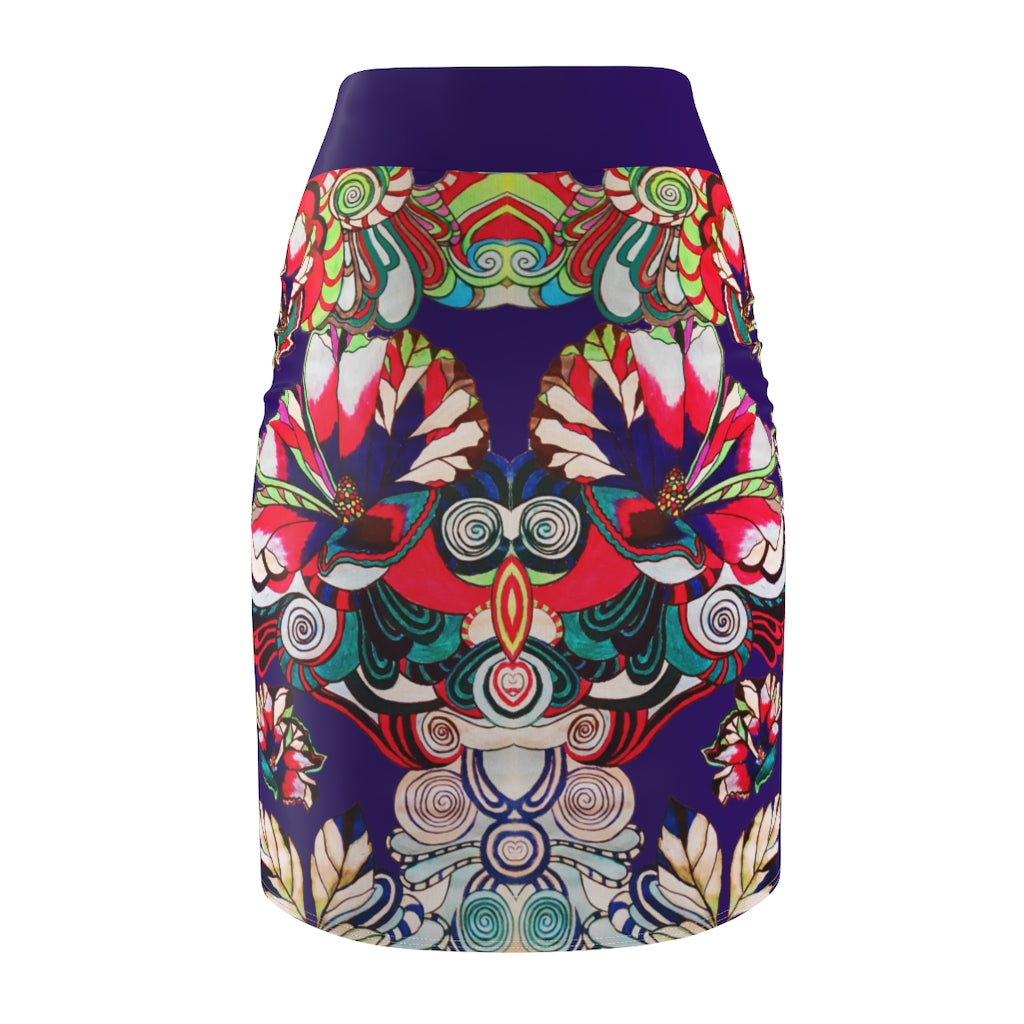 Floral Pop Violet Pencil Skirt