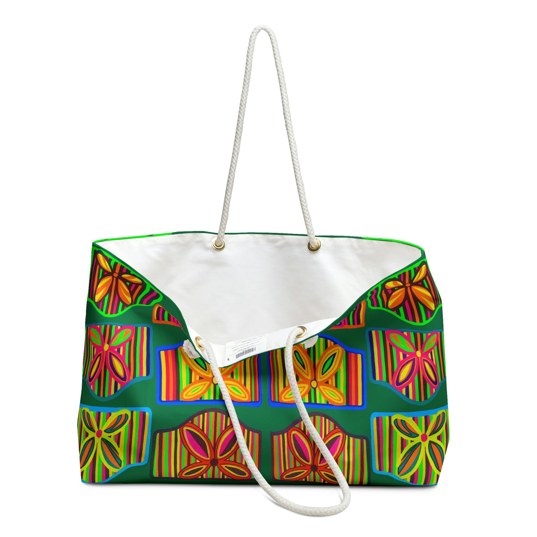Dark Green Deco Print Weekender Tote Bag