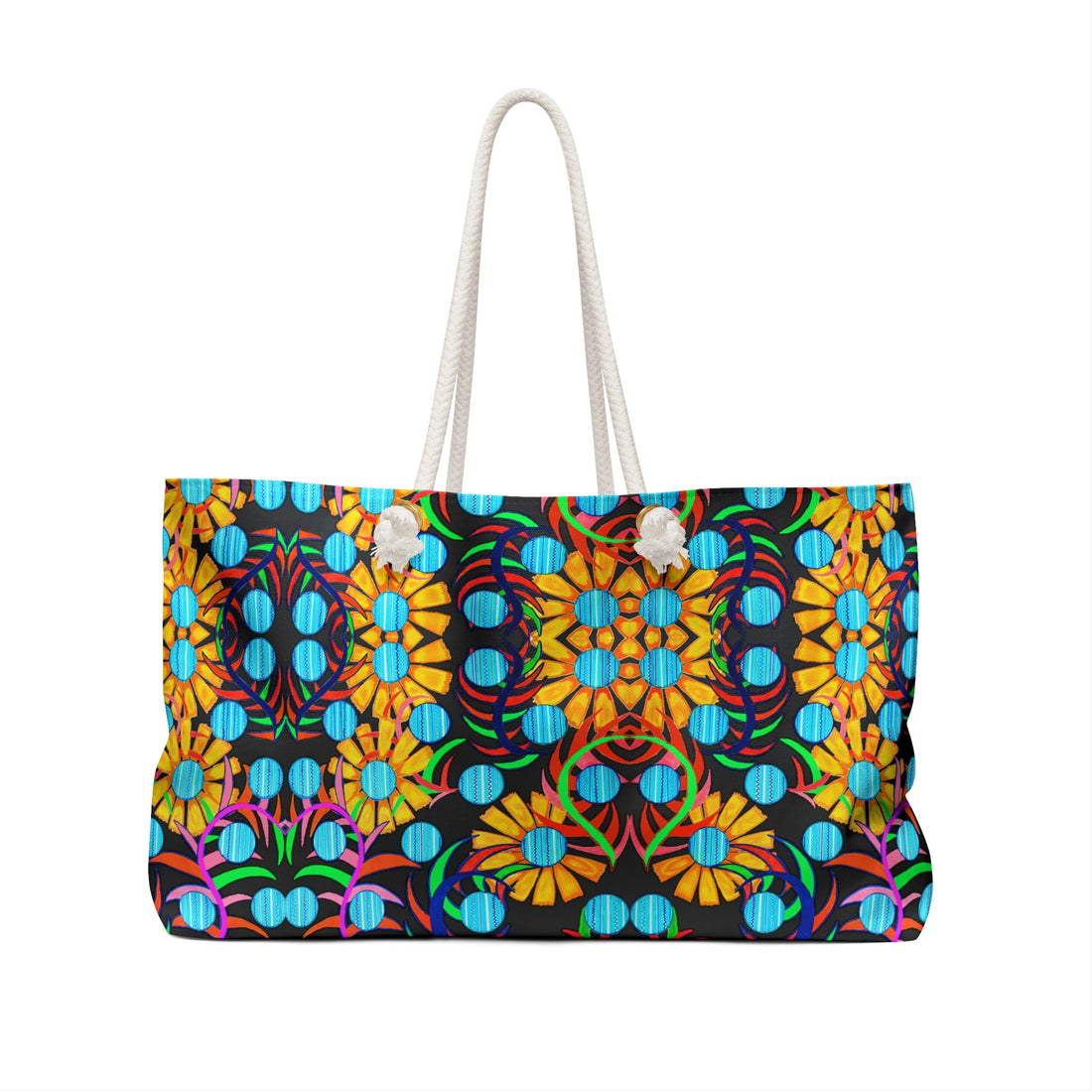Black Sunflower Weekender Open Beach Tote Bag