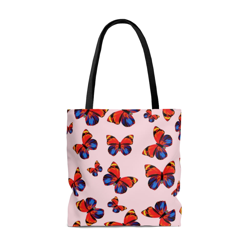 AOP Tangerine Butterflies Tote Bag
