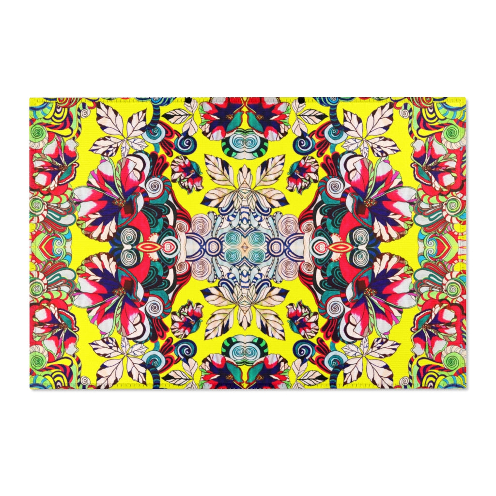 Artsy Floral Pop Canary Area Rug