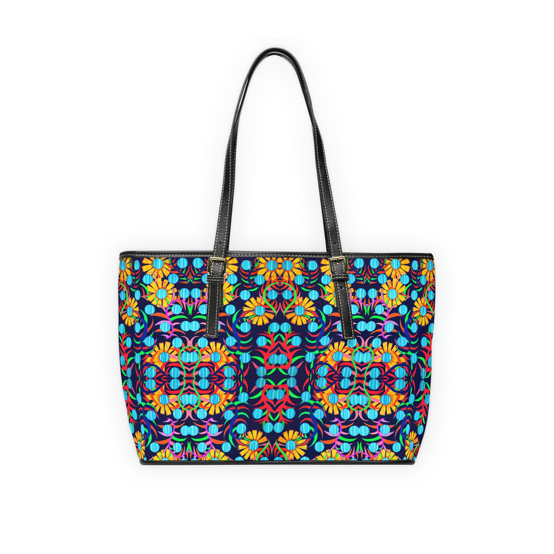 Ink Sunflower PU Leather Shoulder Bag