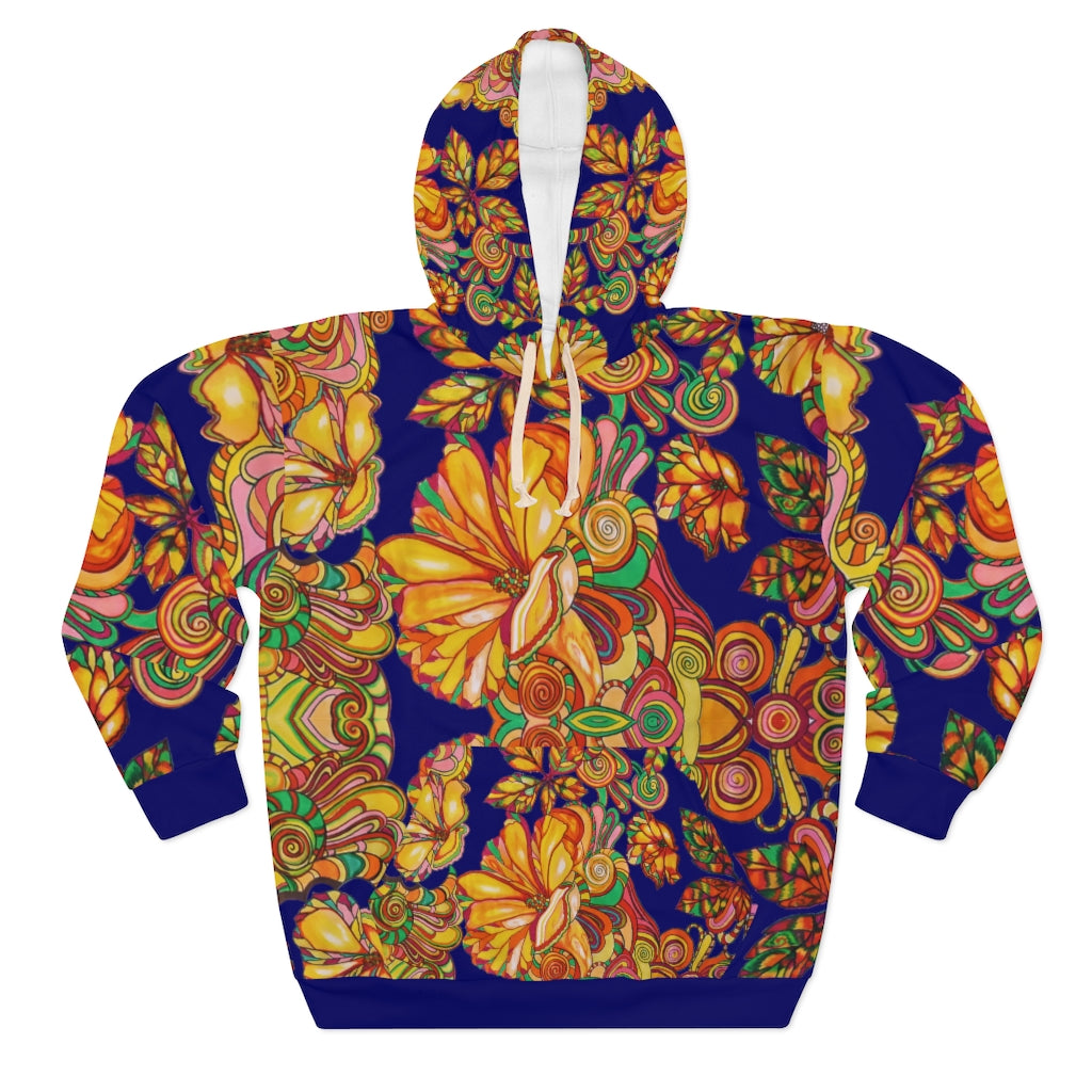 Artsy Florals Pullover Ink Hoodie