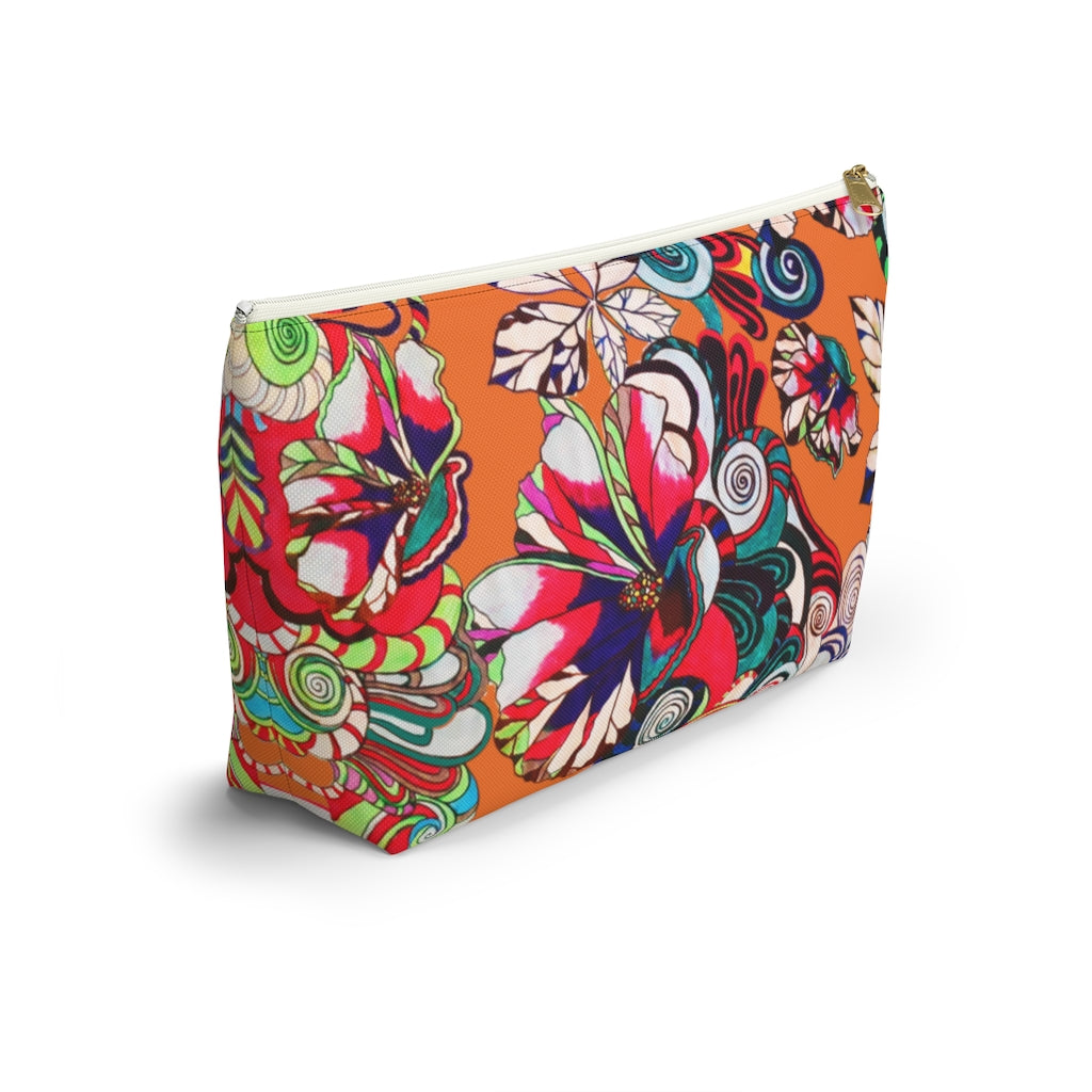 Floral Pop Orange Accessory Pouch