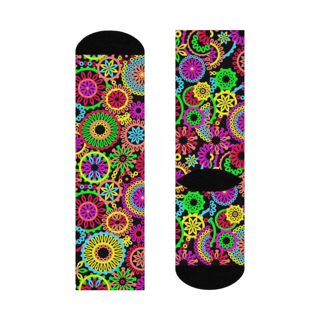 70s Vibe Black Crew Socks