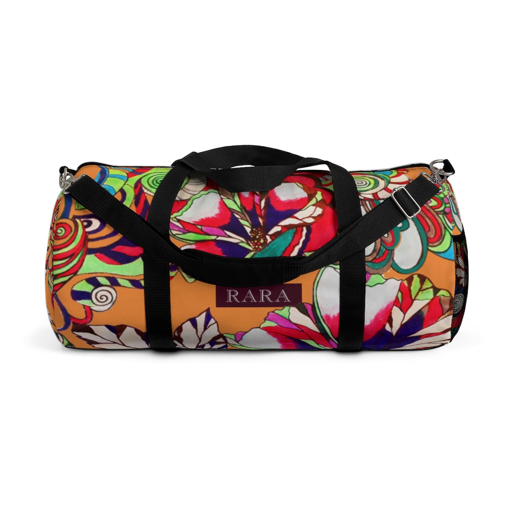 Artsy Floral Pop Peach Duffel Bag