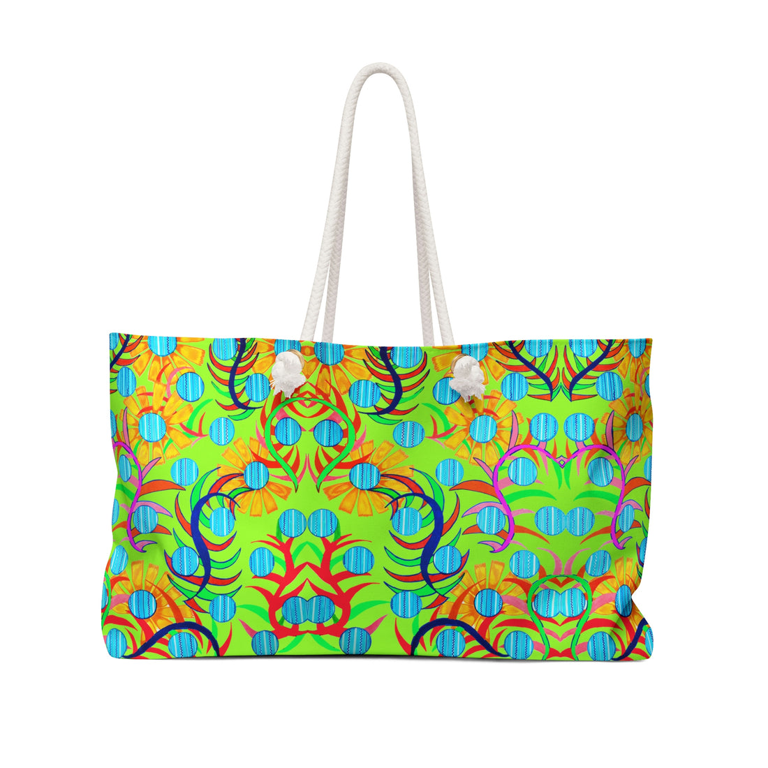 Lime Sunflower Weekender Open Beach Tote Bag