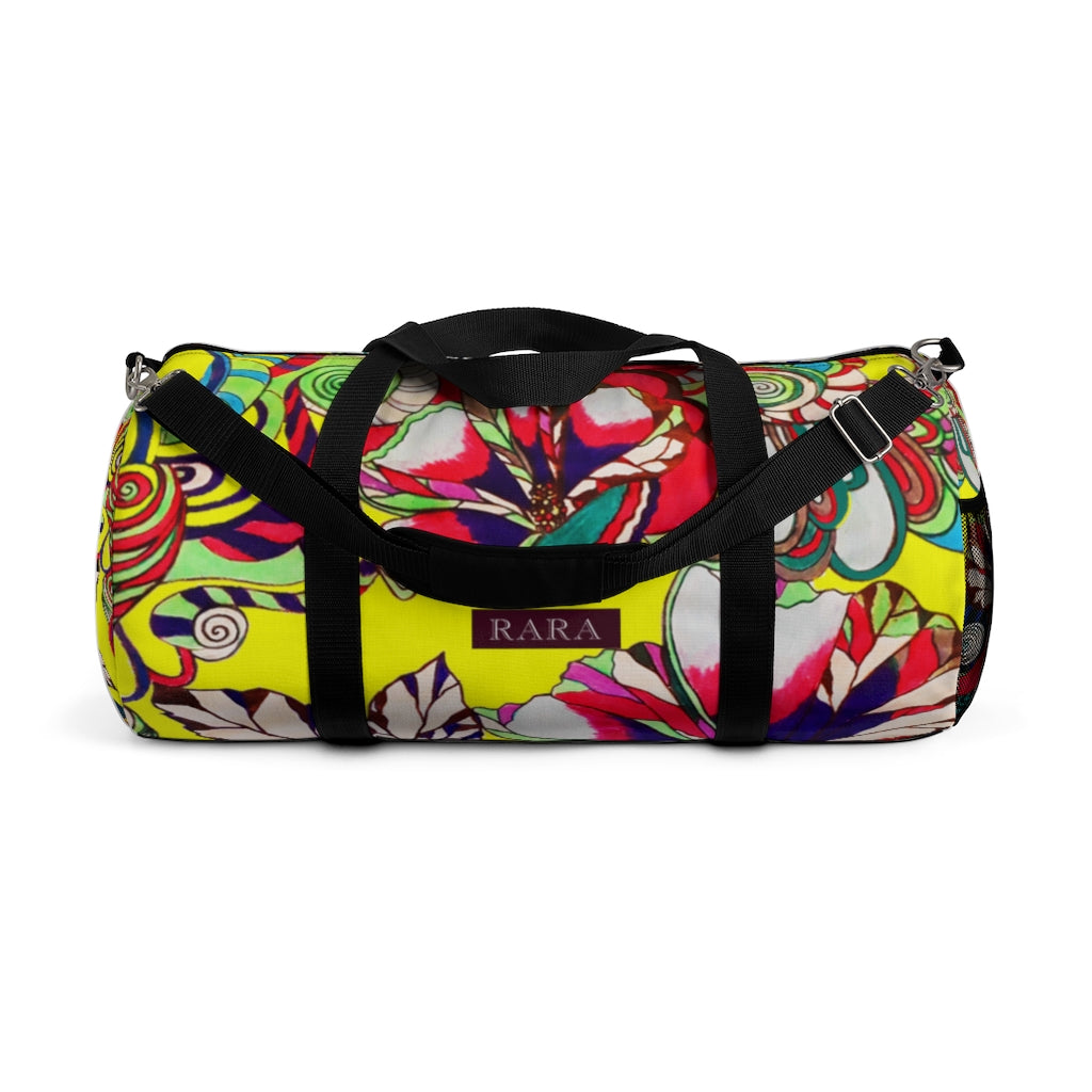 Artsy Floral Pop Canary Duffel Bag
